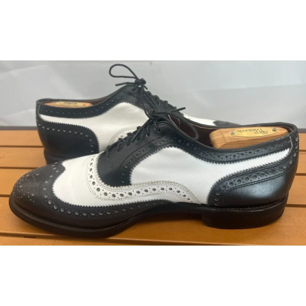 ALLEN EDMONDS BROADSTREET WING TIP BLACK WHITE SPECTATOR Size 8D